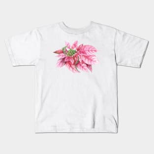 Christmas Poinsettia. Watercolor painting Kids T-Shirt